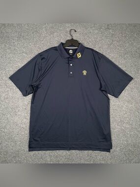 Footjoy FJ Golf Polo Mens Size XL Navy Performance Golf Company Logo Stretch
